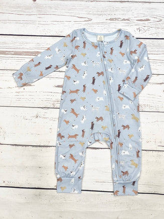 baby boy puppy print sleeper onesie