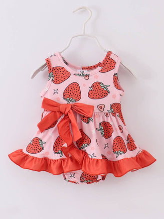 baby girls strawberry ruffle romper on sale