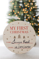 My First Christmas Wooden Holiday  - Baby Photo Prop Sign