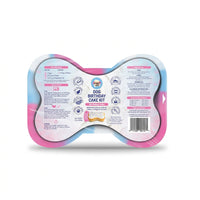 Dog birthday cake kit packaging with bone shape on a white background