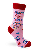 Women's Cotton Crew Socks - Peace Love and Dogs