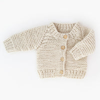 Handknit Cardigan Sweater -  Natural Garter Stitch  - Baby & Toddler