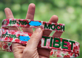 Personalized Dog Collars - Floral Prints  - Embroidered Name / Phone #