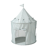 Children's play castle tent with a checkered pattern on a white background
