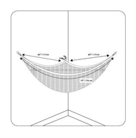 Diagram of a hammock with dimensions labeled