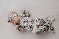 Baby Knotted Gown & Bow Set - Floral / 0-3M