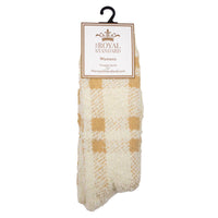 Women's Neutral Plaid Snuggle Socks  / Neutral Plaid