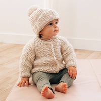 Handknit Cardigan Sweater -  Natural Garter Stitch  - Baby & Toddler