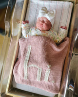 Hand Knit Baby Blanket - hi. - Rosy Pink