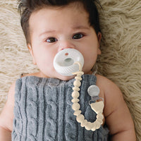Sweetie Strap™ - Silicone One-Piece Pacifier Clips - Beaded / Pink or Neutral Toast
