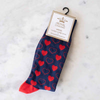 Men's Heart Socks   Navy/Red  O/S - ON SALE!!!