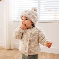 Handknit Cardigan Sweater -  Natural Garter Stitch  - Baby & Toddler
