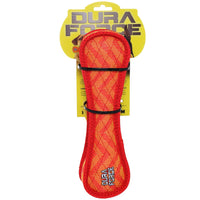 Red dog toy with black handle on a white background, featuring Dura Force branding.