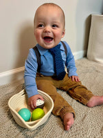 Baby Boy Organic Cotton Collared Onesie - Blue or White