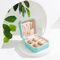 Small Square Portable Travel Jewelry Organizer / Vegan PU Leather