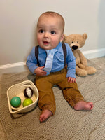 Baby Boy Organic Cotton Collared Onesie - Blue or White