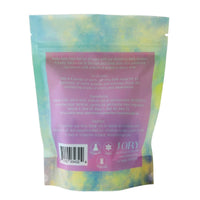 Colorful packaging with text and a barcode on a white background
