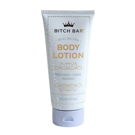 Body lotion tube with 'Bitch Bar' branding on a white background