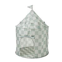 Kids Play Tent Castle with Recycled Fabric - Checkered Green