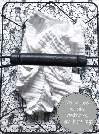 White washcloth on a black wire rack with text overlay