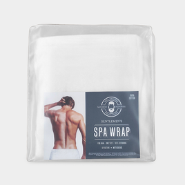 Gentlemen's Spa Wrap packaging with a man's back on a white background