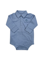 Baby Boy Organic Cotton Collared Onesie - Blue or White