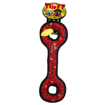 Red and black dog toy with 'Tuffy' branding on a white background