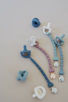 Sweetie Strap™ - Silicone One-Piece Pacifier Clips - Beaded / Pink or Neutral Toast
