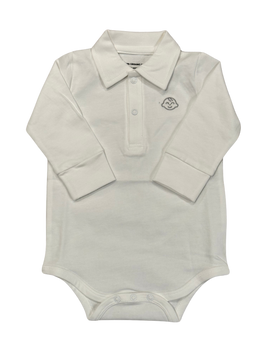 Baby Boy Organic Cotton Collared Onesie - Blue or White