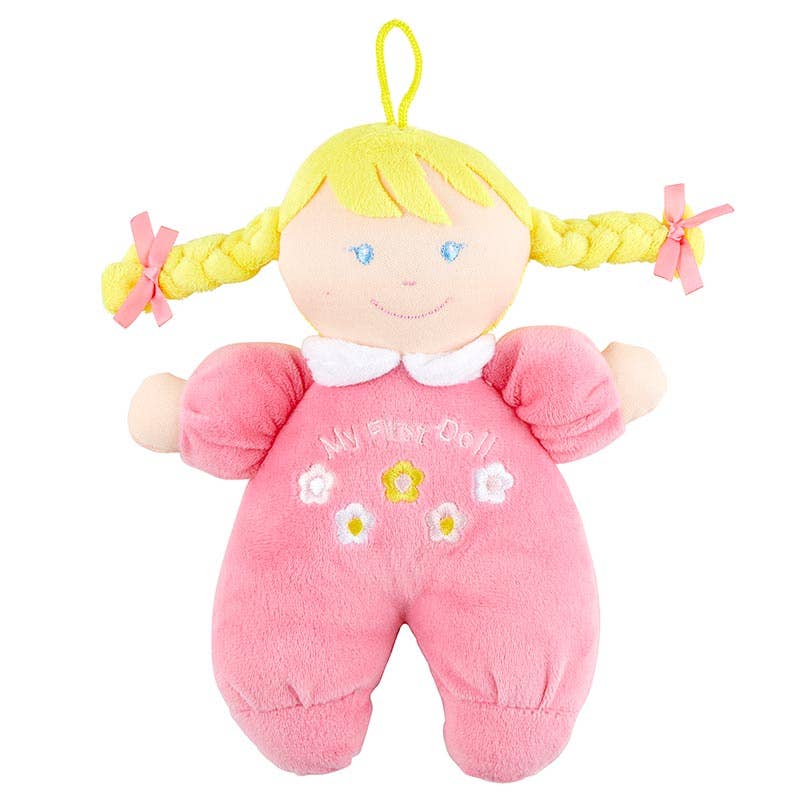 Pink Rattle Doll My 1st Baby Doll Rattle - Blonde / Pink| Bones and Rattles Boutique