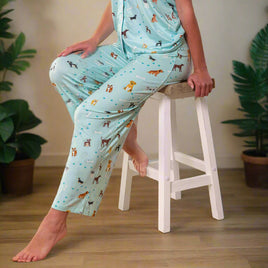 Women's PJ Bottoms - Bark At The Park Pajama Pants - Puppy Dog Print