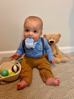 Baby Boy Organic Cotton Collared Onesie - Blue or White
