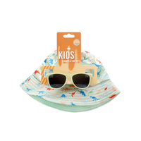 Kids UV Sunglasses & Bucket Hat Combo Set - Dino Print