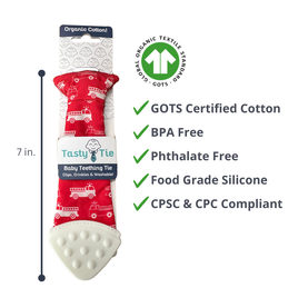 Tasty Tie Teether /Crinkle Toy / Baby Boy Gift - Red Firetruck