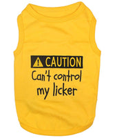 Dog Tee Shirt / Cotton - Can't Control My Licker Tee - Yellow
