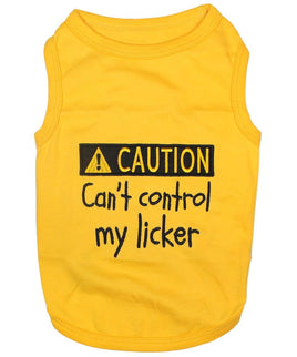 Dog Tee Shirt / Cotton - Can't Control My Licker Tee - Yellow