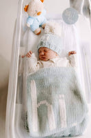 Hand Knit Baby Blanket - Hi. - Soft Surf Blue