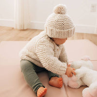 Handknit Cardigan Sweater -  Natural Garter Stitch  - Baby & Toddler