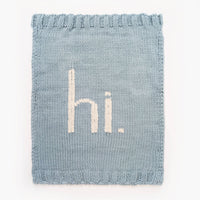Hand Knit Baby Blanket - Hi. - Soft Surf Blue