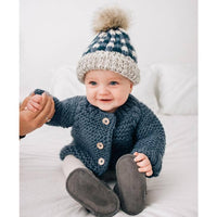Baby & Toddler - Handknit Cardigan Sweater - Slate Blue