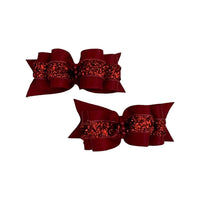 Ruby Red Dog Bow Clips - Set of 2