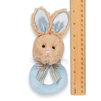 Lil' Bunny Tail Ring Baby Rattle - Hand Sewn Baby Rattle / Blue