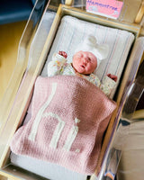Hand Knit Baby Blanket - hi. - Rosy Pink