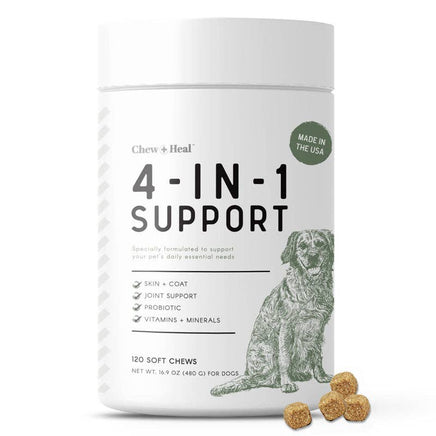 4 in 1 support soft chew pet vitamins with probiotics 120 ct