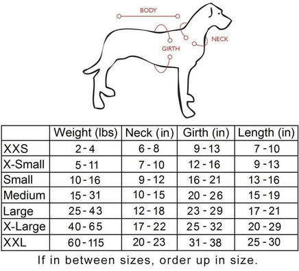 bones and rattles size chart for pets