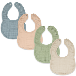 Muslin Cotton Baby Bibs Adjustable Size by Comfy Cubs - 4 Pk