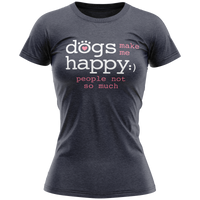 Women Grphic Tee / Dogs Make Me Happy / Heathered Grey