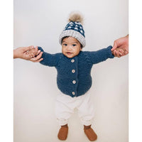 Baby & Toddler - Handknit Cardigan Sweater - Slate Blue