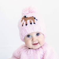 Hand Knit Pony Beanie Hat / Blush / Baby & Kids