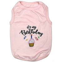 Birthday Girl Dog T-Shirt -Embroidered / Pink